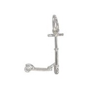 Anhänger Kick-, Micro-, Stunt-Scooter, Tret-, City-Roller in echt Sterling-Silber 925, Charm, Ketten- oder Bettelarmband-Anhänger