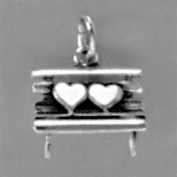 Anhänger Bank mit zwei Herzen in echt Sterling-Silber 925 oder Gold, Charm, Ketten- oder Bettelarmband-Anhänger