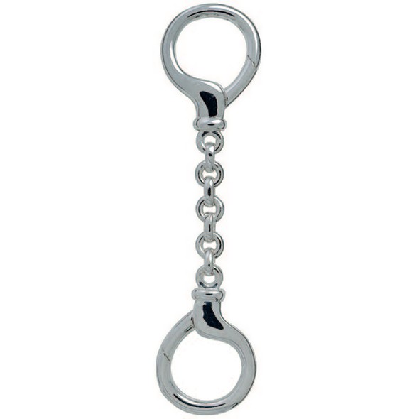 Doppelschlüsselring, Federring in Handschellenform mit Kette, Schnappverschlüssen, Schlüsselmechanik in echt Sterling-Silber 925 für Anhänger