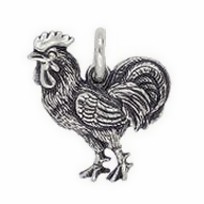Anhänger Hahn in echt Sterling-Silber oder Gold, Ketten- oder Schlüssel-Anhänger