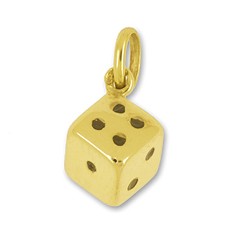 Anhänger Würfel, Charm in echt Gold 585, Ketten- oder Bettelarmband-Anhänger