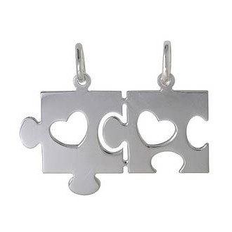 Anhänger Puzzle teilbar in echt Sterling-Silber 925, Ketten- oder Schlüssel-Anhänger