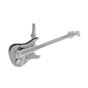Anhänger Elektro-Gitarre in echt Sterling-Silber 925 oder Gold, Ketten- oder Schlüssel-Anhänger