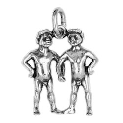 Anhänger Zwillinge, Sternzeichen in echt Sterling-Silber 925 oder Gold, Ketten- oder Schlüssel-Anhänger