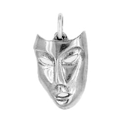 Anhänger Maske Karnelval Venedig in echt Sterling-Silber 925 oder Gold, Charm, Ketten- oder Bettelarmband-Anhänger