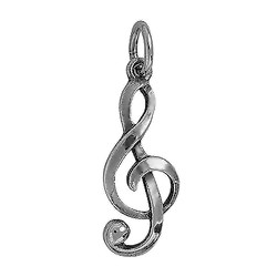Anhänger Notenschlüssel in echt Sterling-Silber 925 oder Gold, Charm, Ketten- oder Bettelarmband-Anhänger