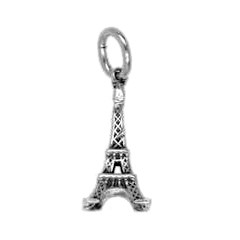 Anhänger Eiffelturm, La tour Eiffel in echt Sterling-Silber 925 oder Gelbgold, Charm, Ketten- oder Bettelarmband-Anhänger