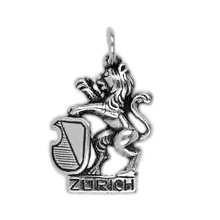 Anhänger Züricher Löwe mit Wappen in echt Sterling-Silber 925 oder Gold, Ketten- oder Schlüssel-Anhänger