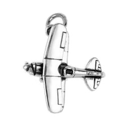 Anhänger Doppeldecker Flugzeug in echt Sterling-Silber 925 oder Gold, Charm, Ketten- oder Bettelarmband-Anhänger