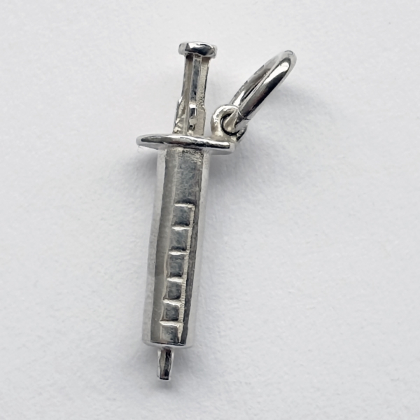 Anhänger Impfstoff-Spritze, Charm in echt Sterling-Silber 925 oder Gold