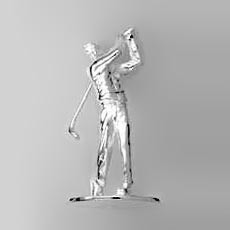 Zierfigur Golfspieler in echt Sterling-Silber 925, Miniatur-Standmodell