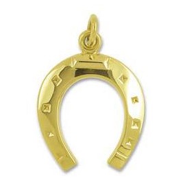 Anhänger Hufeisen in echt Sterling-Silber 925 oder Gelbgold, Ketten- oder Schlüssel-Anhänger