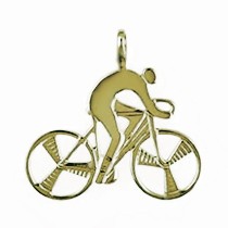 Anhänger Rennrad-, Bahnrad-Fahrer in echt Sterling-Silber 925 oder Gold, Ketten- oder Schlüssel-Anhänger