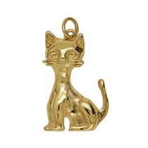 Anhänger Katze in echt Sterling-Silber 925 oder Gelbgold, Ketten- oder Schlüssel-Anhänger