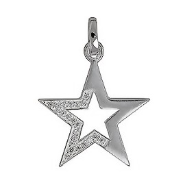 Anhänger Stern in echt Sterling-Silber 925 mit Zirkoniasteinen, Charm, Ketten- oder Bettelarmband-Anhänger
