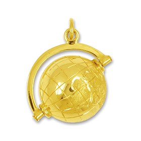 Anhänger Erdkugel in Gelbgold 585, Charm, Ketten- oder Bettelarmband-Anhänger