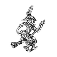 Anhänger Hexe in echt Sterling-Silber 925 oder Gold, Ketten- oder Schlüssel-Anhänger
