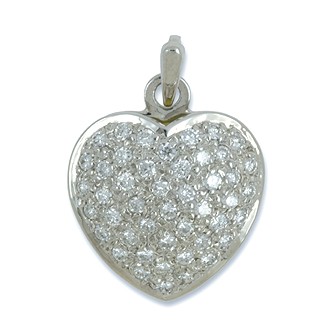 Anhänger Herz in echt Weißgold 585 mit Brillanten, Charm, Ketten- oder Bettelarmband-Anhänger