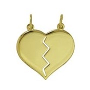 Freundschaftsanhänger Herz in echt Sterling-Silber 925 oder Gold, Charm, Ketten- oder Bettelarmband-Anhänger