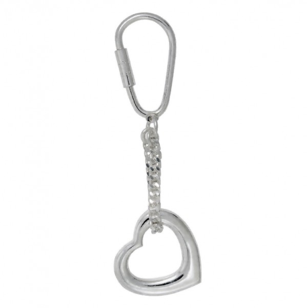 Anhänger Herz mit Schlüsselkette & Karabiner echt Sterling-Silber 925