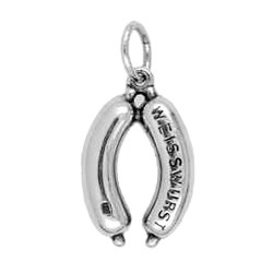 Anhänger Weißwürste in echt Sterling-Silber 925 oder Gold, Charm, Ketten- oder Bettelarmband-Anhänger