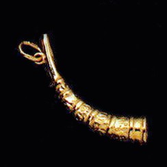 Anhänger Olifant, Oliphant, Signalhorn in echt Gold, Charm, Ketten- oder Bettelarmband-Anhänger
