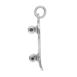 Anhänger Skateboard in echt Sterling-Silber 925 und Gold, Ketten- oder Schlüssel-Anhänger