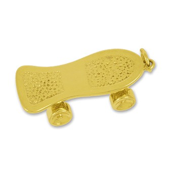 Anhänger Skateboard in echt Sterling-Silber 925 oder Gelbgold, Charm, Ketten- oder Bettelarmband-Anhänger