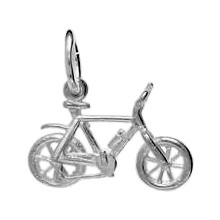 Anhänger Fahrrad in echt Sterling-Silber 925 oder Gold, Charm, Ketten- oder Bettelarmband-Anhänger