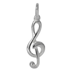 Anhänger Noten-, Violinschlüssel in echt Sterling-Silber 925 oder Gold, Charm, Ketten- oder Bettelarmband-Anhänger