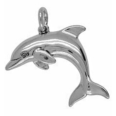 Anhänger Delfin, Delphin in echt Sterling-Silber oder Gelbgold, Kettenanhänger oder Schlüssel-Anhänger 