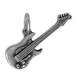 Anhänger elektrische Gitarre in echt Sterling-Silber 925 oder Gold, Charm, Ketten- oder Bettelarmband-Anhänger