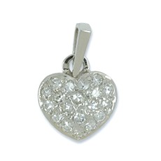 Anhänger Herz echt Weißgold 585 mit Brillanten, Charm, Ketten- oder Bettelarmband-Anhänger