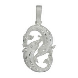 Anhänger Fische, Tierkreiszeichen, Sternzeichen in echt Sterling-Silber 925 oder Gelbgold, Ketten- oder Schlüssel-Anhänger