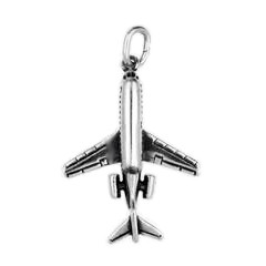 Anhänger Großraumflugzeug 727 in echt Sterling-Silber 925 oder Gold, Charm, Ketten- oder Bettelarmband-Anhänger