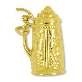 Anhänger Bierkrug in echt Gold, Charm, Ketten- oder Bettelarmband-Anhänger