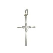 Anhänger Kreuz mit Blume in echt Sterling-Silber 925 oder Gold, Ketten- oder Schlüssel-Anhänger