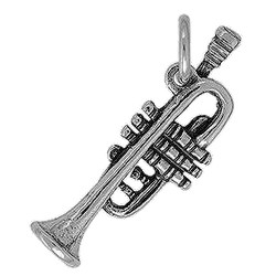 Anhänger Trompete in echt Sterling-Silber 925 oder Gold, Charm, Ketten- oder Bettelarmband-Anhänger