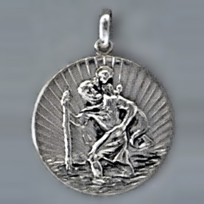 Anhänger Christophorus Relief in echt Sterling-Silber 925 oder Gold, Ketten- oder Schlüssel-Anhänger