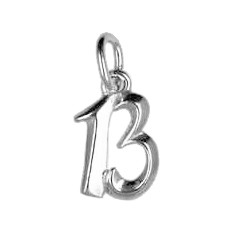 Anhänger Dreizehn in echt Sterling-Silber 925 oder Gold, Charm, Ketten- oder Bettelarmband-Anhänger