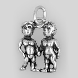 Anhänger Zwillinge, Tierkreiszeichen in echt Sterling-Silber 925 oder Gold, Charm, Ketten- oder Bettelarmband-Anhänger