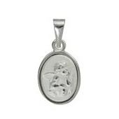 Anhänger Schutzengelplättchen oval "Gott schütze Dich" in echt Sterling-Silber 925, Charm, Ketten- oder Bettelarmband-Anhänger