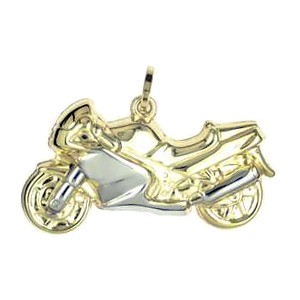Anhänger FZR 1000 Motorrad in echt Sterling-Silber 925 oder Gold bicolor, Charm, Ketten- oder Bettelarmband-Anhänger