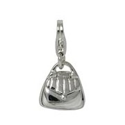 Anhänger Damentasche, Handtasche in echt Sterling-Silber 925, Charm, hochwertiger Ketten- oder Bettelarmband-Ein-/Anhänger