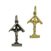 Anhänger Wegkreuz, Marterl, Bildstock, Flurkreuz, Kruzifix in echt Sterling-Silber 925 oder Gold, Charm, Ketten- oder Bettelarmband-Anhänger