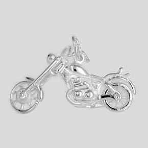 Anhänger Chopper Motorrad in echt Sterling-Silber 925 und Gold, Ketten- oder Schlüssel-Anhänger