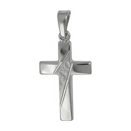 Anhänger Kreuz in echt Sterling-Silber 925 glänzend diamantiert, Ketten- oder Schlüssel-Anhänger