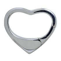 Schlüsselring-Herz-Karabiner mit Schnappverschluss, Schlüsselmechanik in Silber 925 für Anhänger.