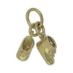 Anhänger Babyschuhe, Paar in echt Sterling-Silber 925 oder Gold, Charm, Ketten- oder Bettelarmband-Anhänger