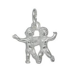 Anhänger Zwillinge, Sternzeichen in echt Sterling-Silber 925 oder Gold, Charm, Ketten- oder Bettelarmband-Anhänger